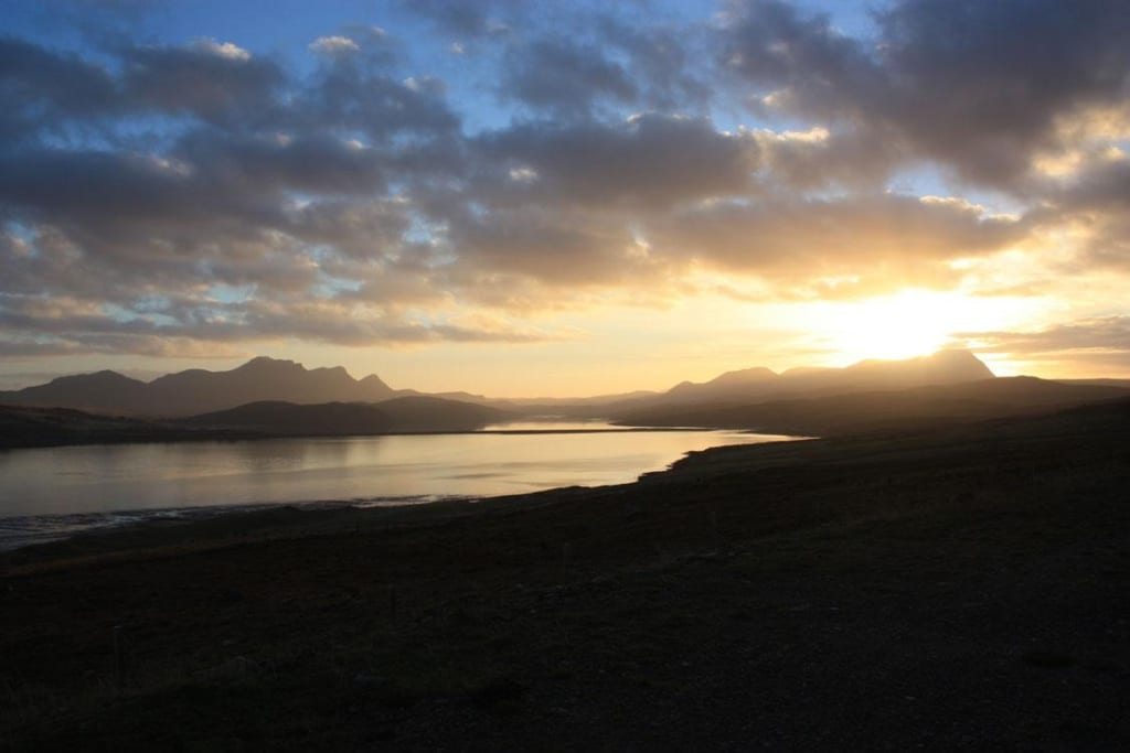 Sun set at Ben Loyal hotel Loch